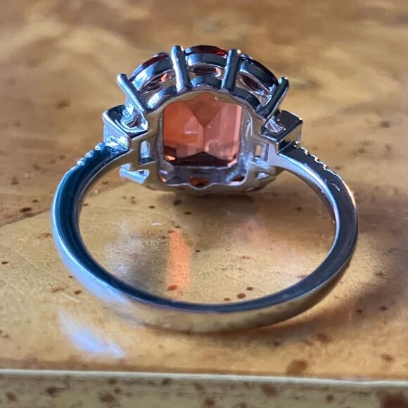 Red Labradorite Vermelho Red Garnet Sterling Silver Ring Size 7.75 - Picture 5 of 9